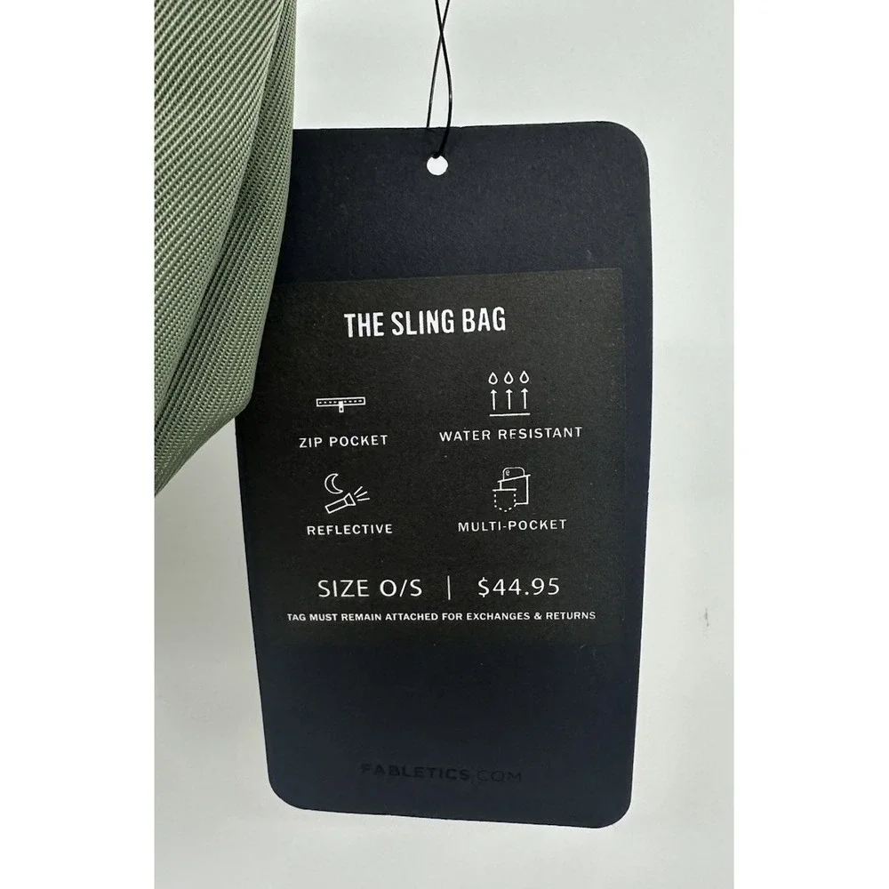 Fabletics The Sling Bag Adjustable Utility Green Zipper New 12X7 - Picture 4 of 15
